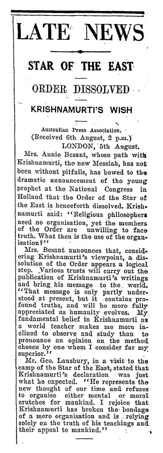 1929 Evening Post - Order Dissolved