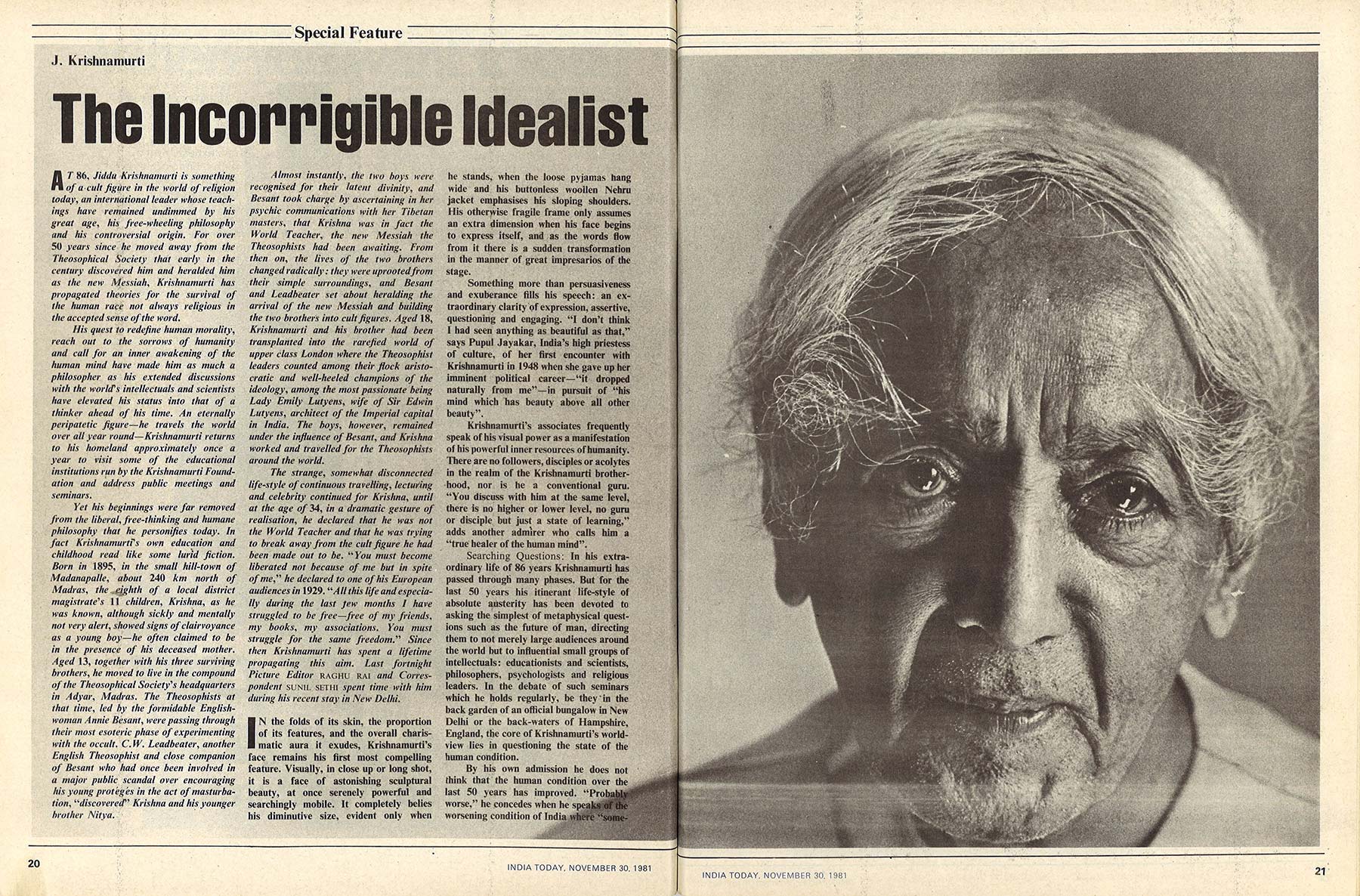 1981 India Today - The Incorrigible Idealist