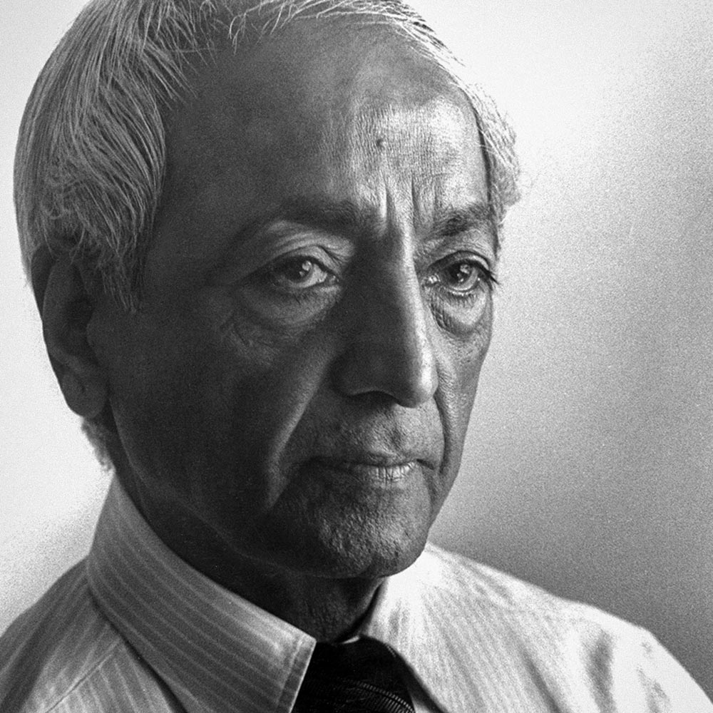 Three-quarters portrait photo of Krishnamurti